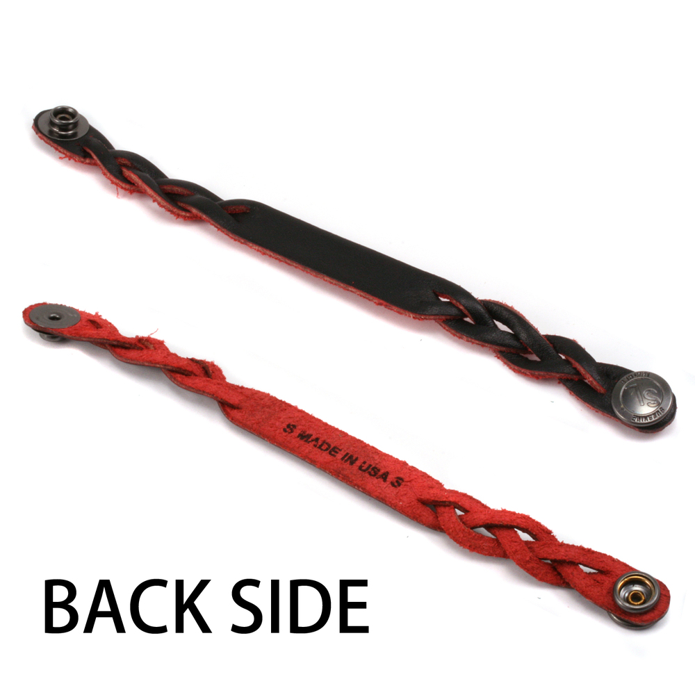 Leather & Faux Leather Leather Braided Bracelet 1/2" Black/Red 7 1/4" Long